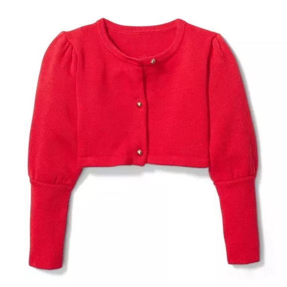 Janie&Jack Cropped Puff Sleeve Cardigan - Picture 1 of 4